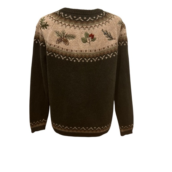 Croft & Barrow womens sz medium Cottagecore Leaf Embroidered Zip Sweater green - Picture 2 of 16